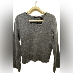 Express Grey V-Neck Sweater | Wool Blend | Size XL